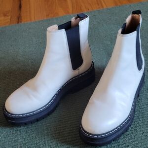 Marc Fisher White and Black Ankle Boots